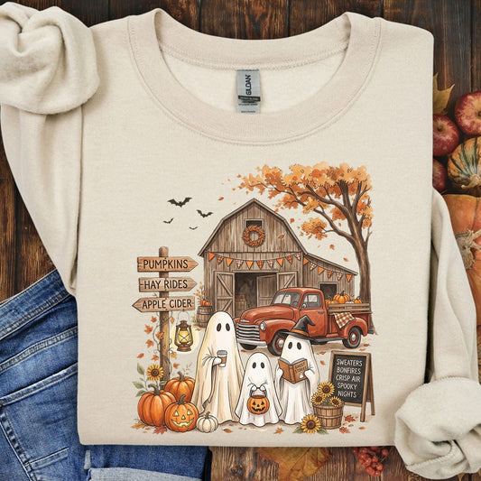 Halloween Ghosts and Pumpkin Patch Sweatshirt