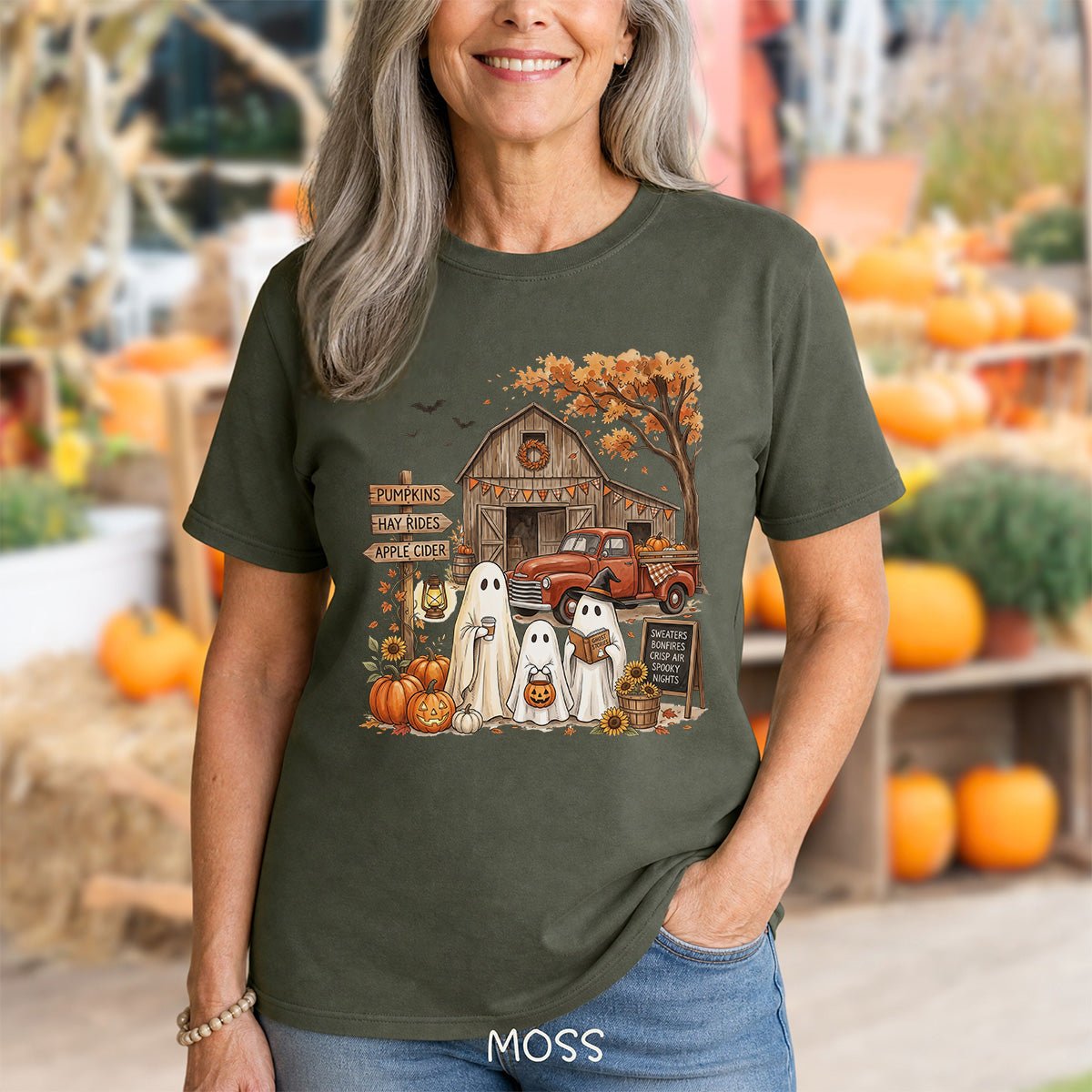 Halloween Ghosts and Pumpkin Patch T-Shirt