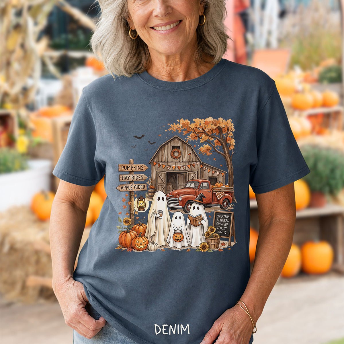 Halloween Ghosts and Pumpkin Patch T-Shirt
