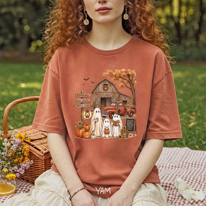 Halloween Ghosts and Pumpkin Patch T-Shirt