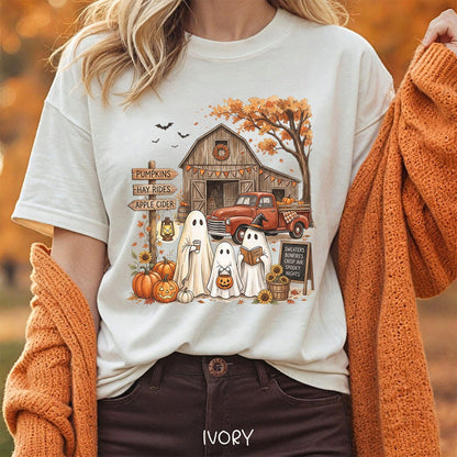 Halloween Ghosts and Pumpkin Patch T-Shirt