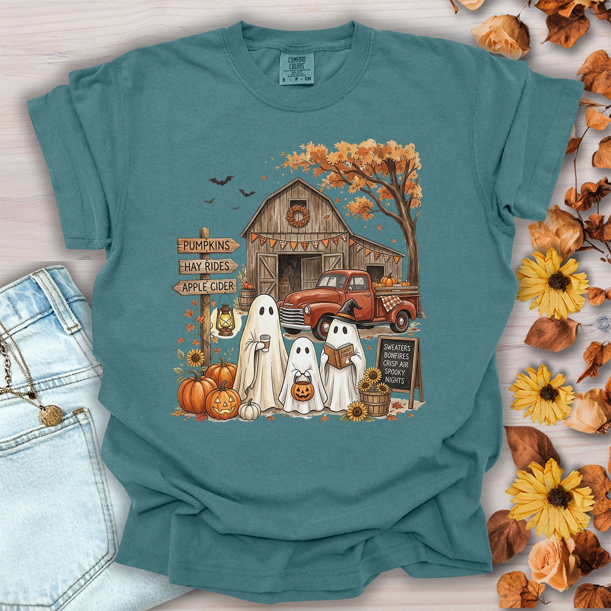 Halloween Ghosts and Pumpkin Patch T-Shirt