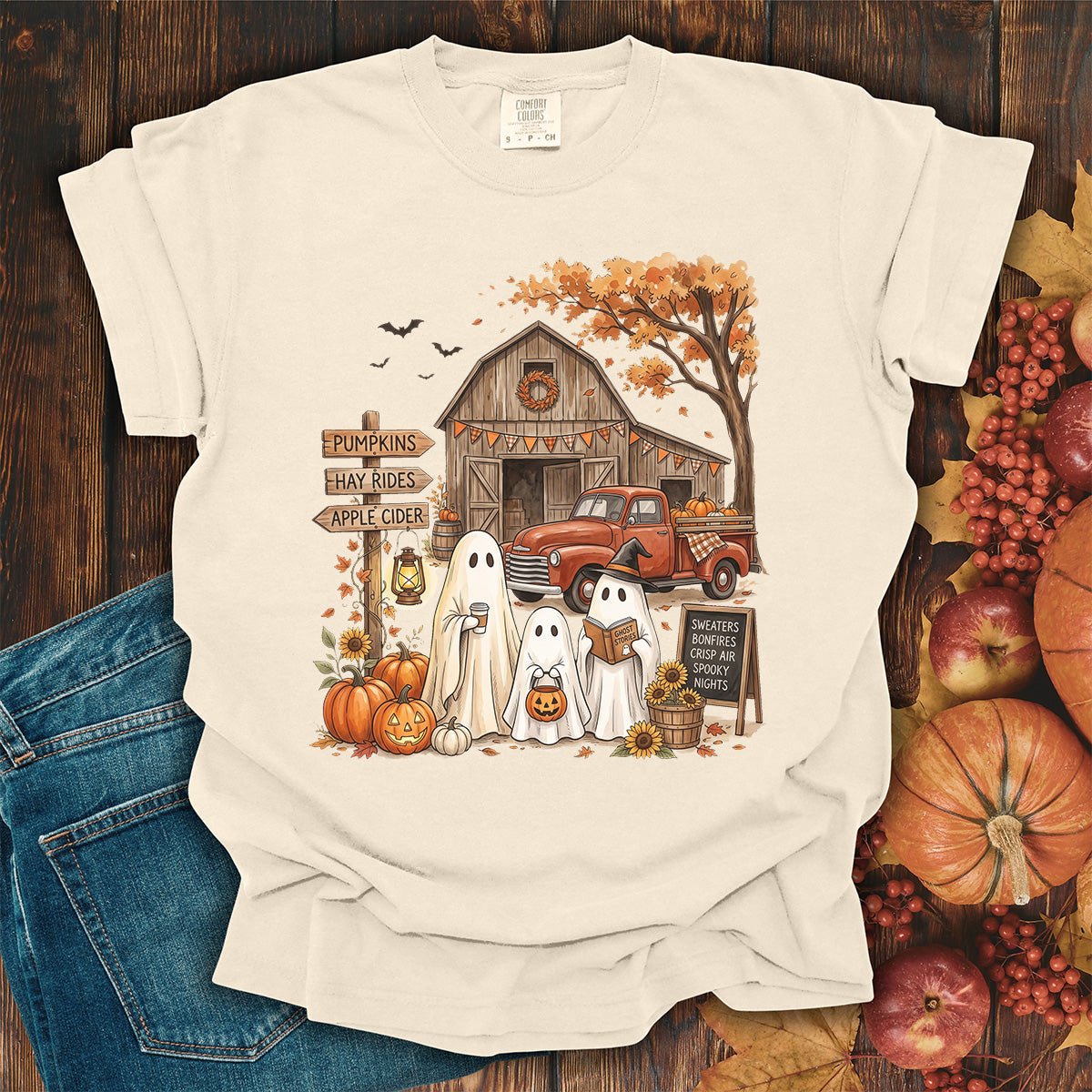Halloween Ghosts and Pumpkin Patch T-Shirt