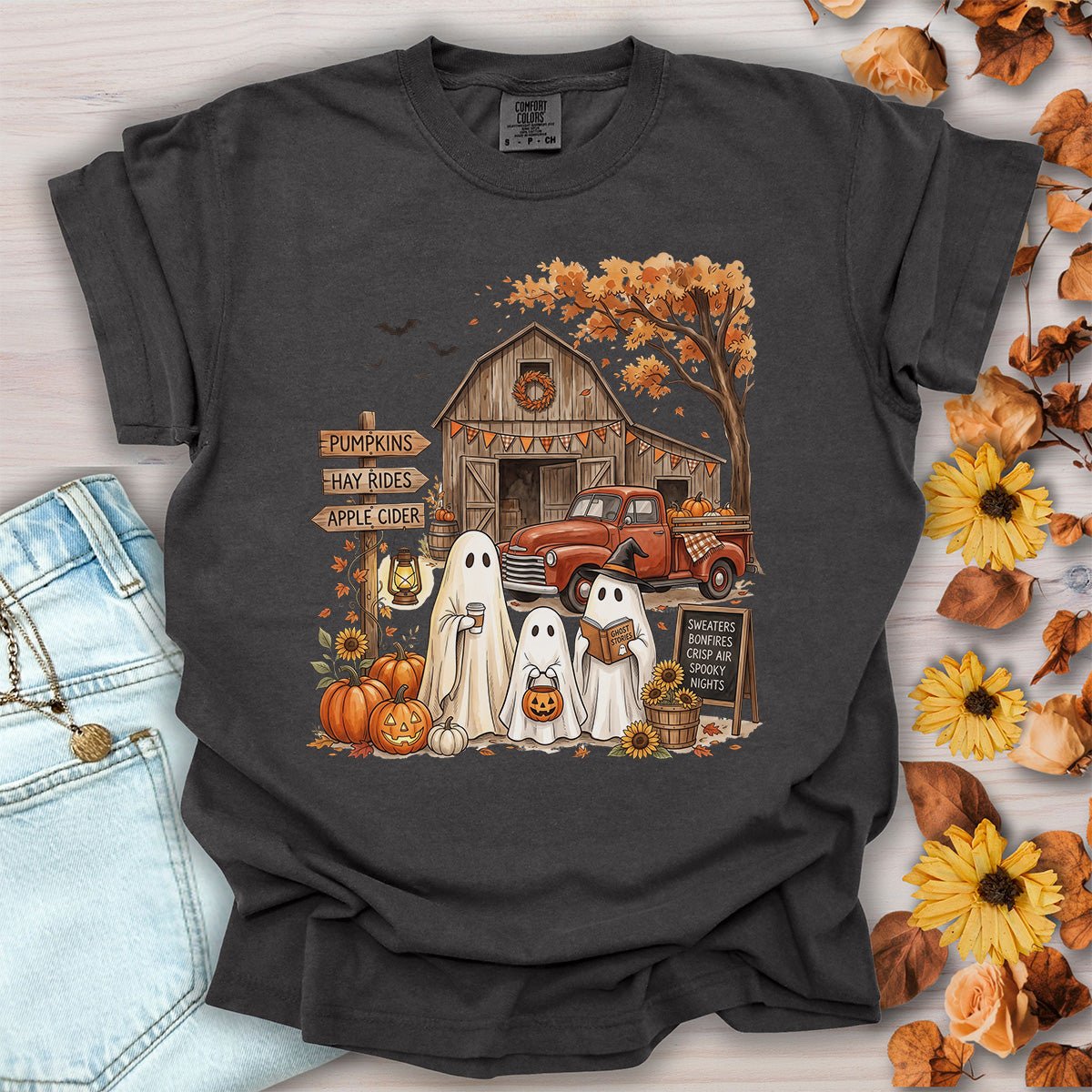 Halloween Ghosts and Pumpkin Patch T-Shirt