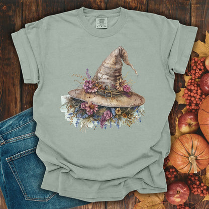 Halloween Rustic Floral Witch Hat T-Shirt