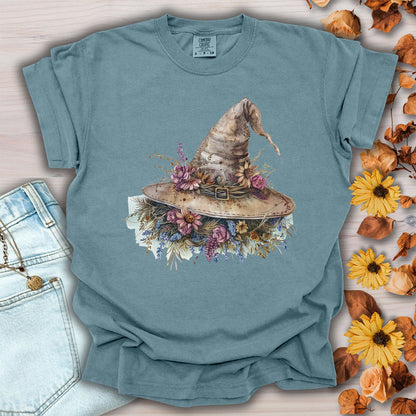 Halloween Rustic Floral Witch Hat T-Shirt