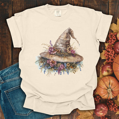 Halloween Rustic Floral Witch Hat T-Shirt