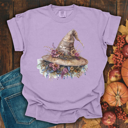 Halloween Rustic Floral Witch Hat T-Shirt