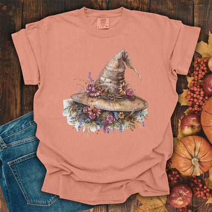 Halloween Rustic Floral Witch Hat T-Shirt