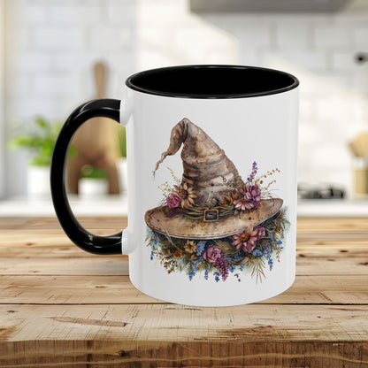 Halloween Rustic Witch Floral Hat Mug (11/15oz)
