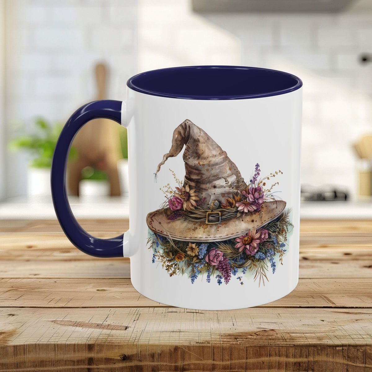 Halloween Rustic Witch Floral Hat Mug (11/15oz)