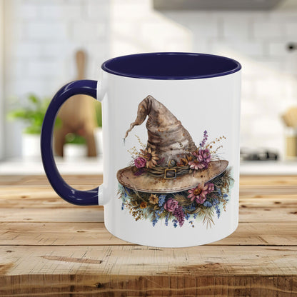 Halloween Rustic Witch Floral Hat Mug (11/15oz)