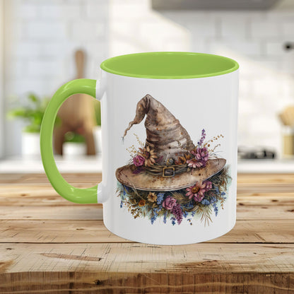 Halloween Rustic Witch Floral Hat Mug (11/15oz)