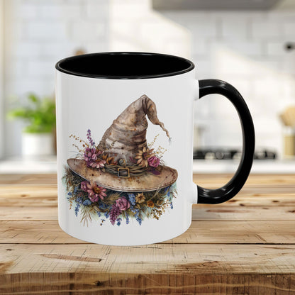 Halloween Rustic Witch Floral Hat Mug (11/15oz)