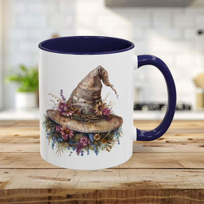 Halloween Rustic Witch Floral Hat Mug (11/15oz)