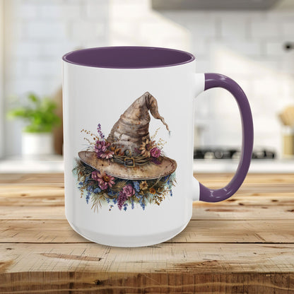 Halloween Rustic Witch Floral Hat Mug (11/15oz)