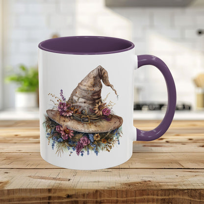 Halloween Rustic Witch Floral Hat Mug (11/15oz)