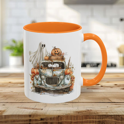 Halloween Vintage Pickup Truck & Ghost Mug (11/15oz)
