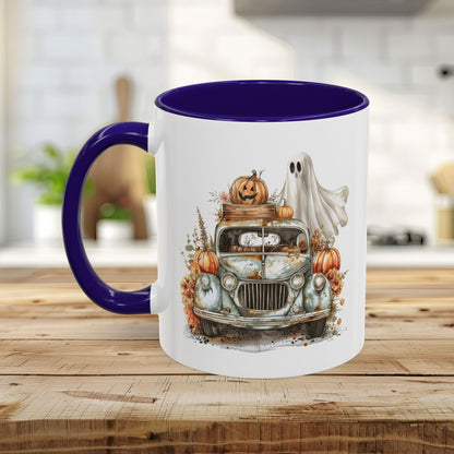 Halloween Vintage Pickup Truck & Ghost Mug (11/15oz)