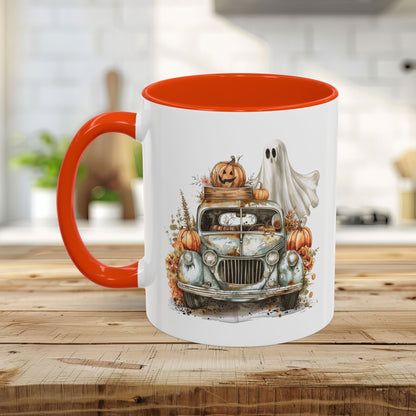 Halloween Vintage Pickup Truck & Ghost Mug (11/15oz)