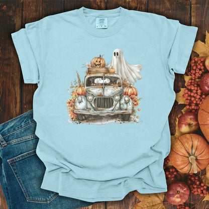 Halloween Vintage Pickup Truck & Ghost T-Shirt