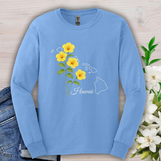 Hawaii State Flower Long Sleeve Tee - Yellow Hibiscus