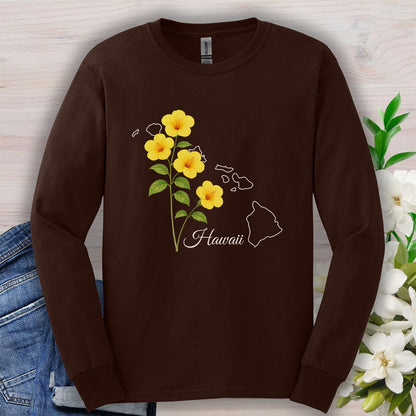 Hawaii State Flower Long Sleeve Tee - Yellow Hibiscus