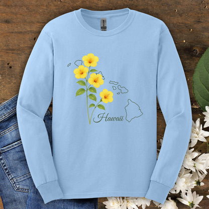 Hawaii State Flower Long Sleeve Tee - Yellow Hibiscus