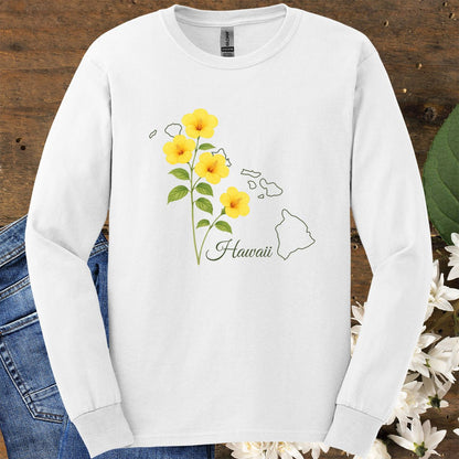 Hawaii State Flower Long Sleeve Tee - Yellow Hibiscus