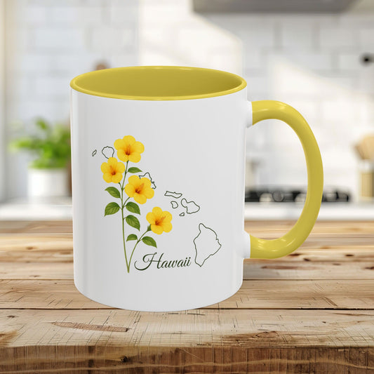 Hawaii State Flower Mug — Yellow Hibiscus (11/15oz)