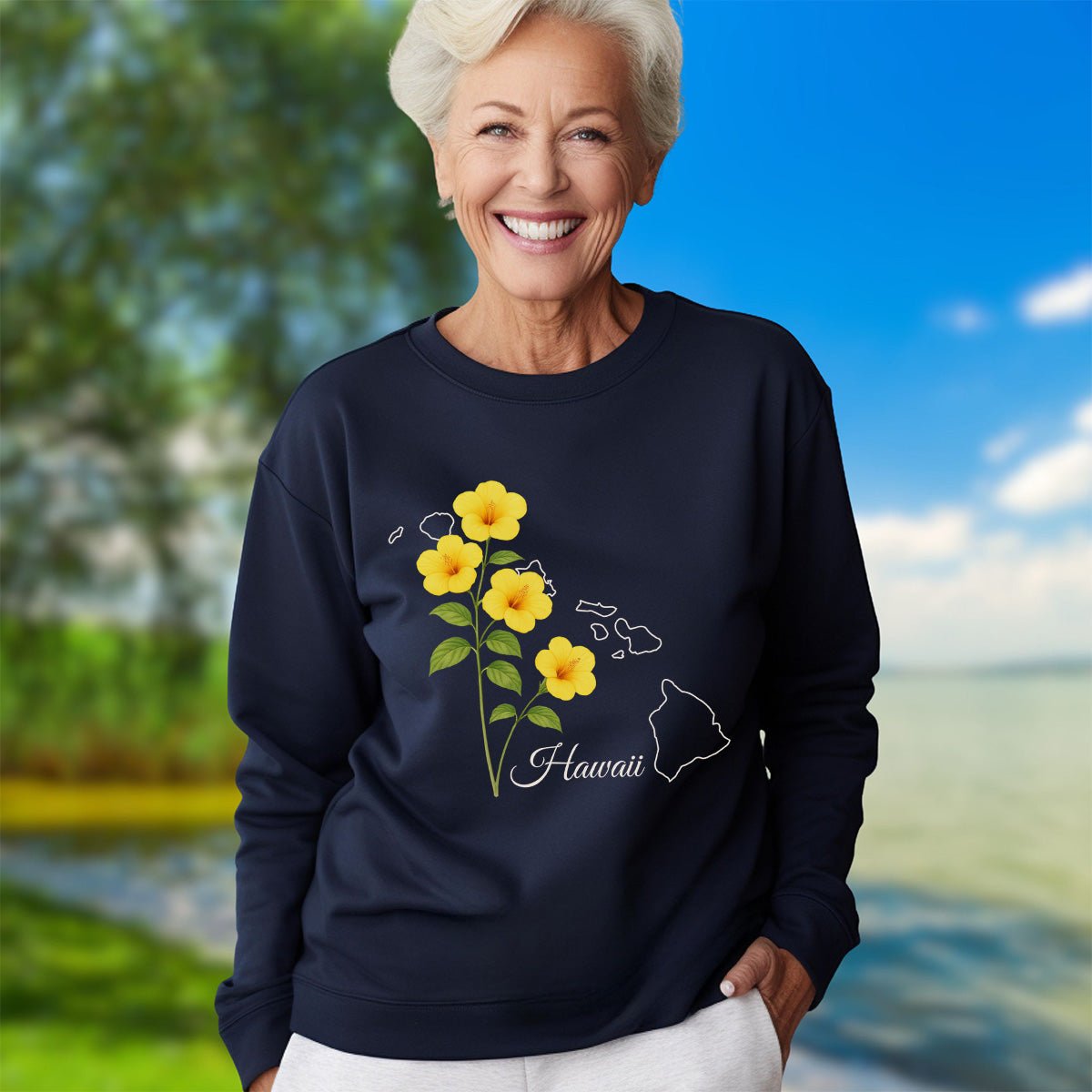 Hawaii State Flower Sweatshirt - Yellow Hibiscus