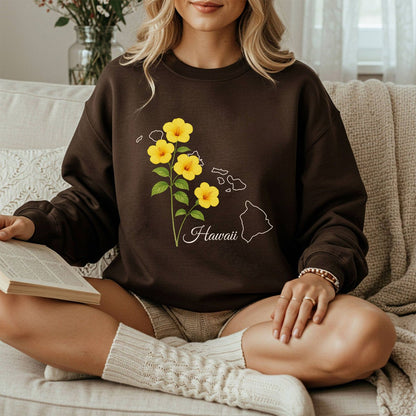 Hawaii State Flower Sweatshirt - Yellow Hibiscus