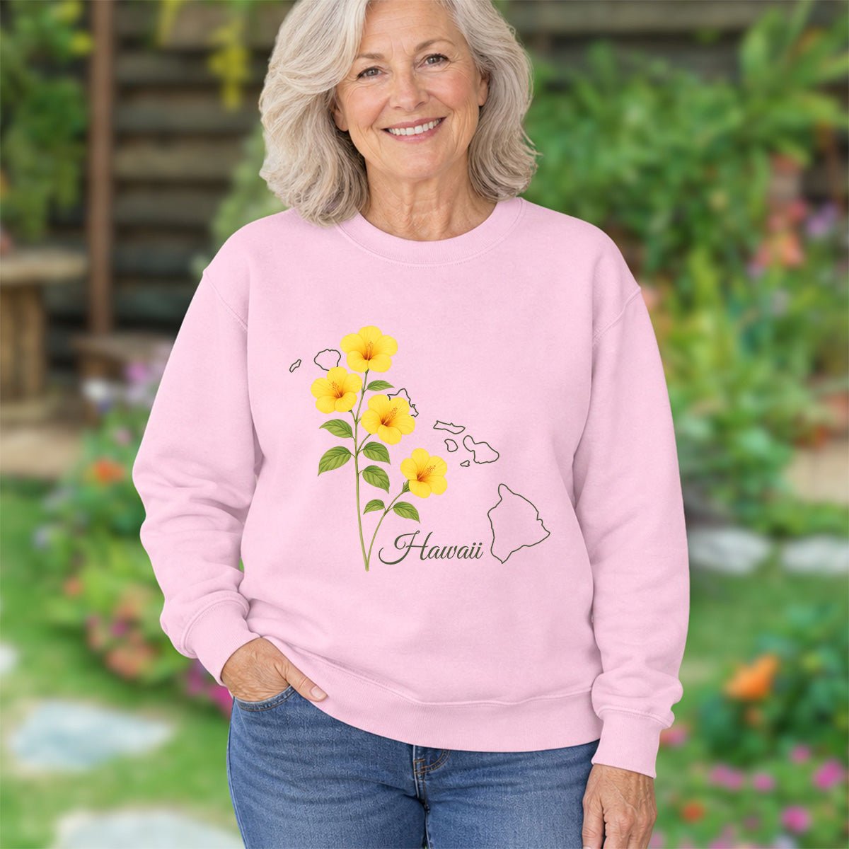 Hawaii State Flower Sweatshirt - Yellow Hibiscus