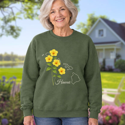 Hawaii State Flower Sweatshirt - Yellow Hibiscus
