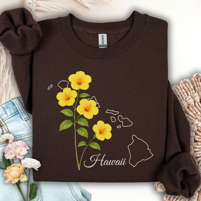 Hawaii State Flower Sweatshirt - Yellow Hibiscus
