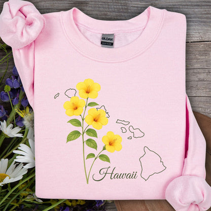 Hawaii State Flower Sweatshirt - Yellow Hibiscus