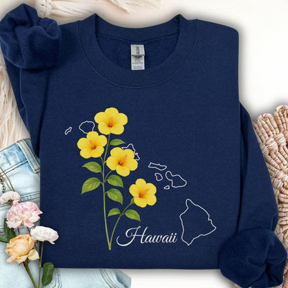 Hawaii State Flower Sweatshirt - Yellow Hibiscus