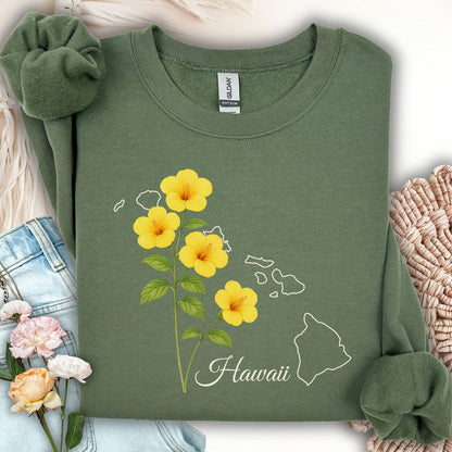 Hawaii State Flower Sweatshirt - Yellow Hibiscus