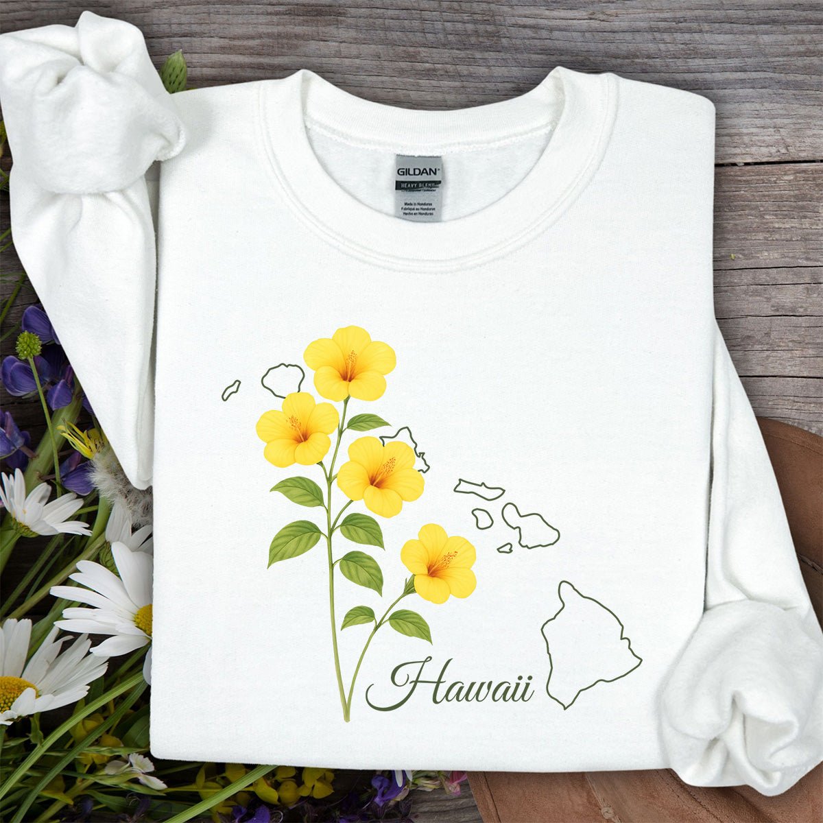 Hawaii State Flower Sweatshirt - Yellow Hibiscus