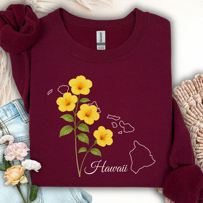 Hawaii State Flower Sweatshirt - Yellow Hibiscus