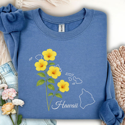 Hawaii State Flower Sweatshirt - Yellow Hibiscus