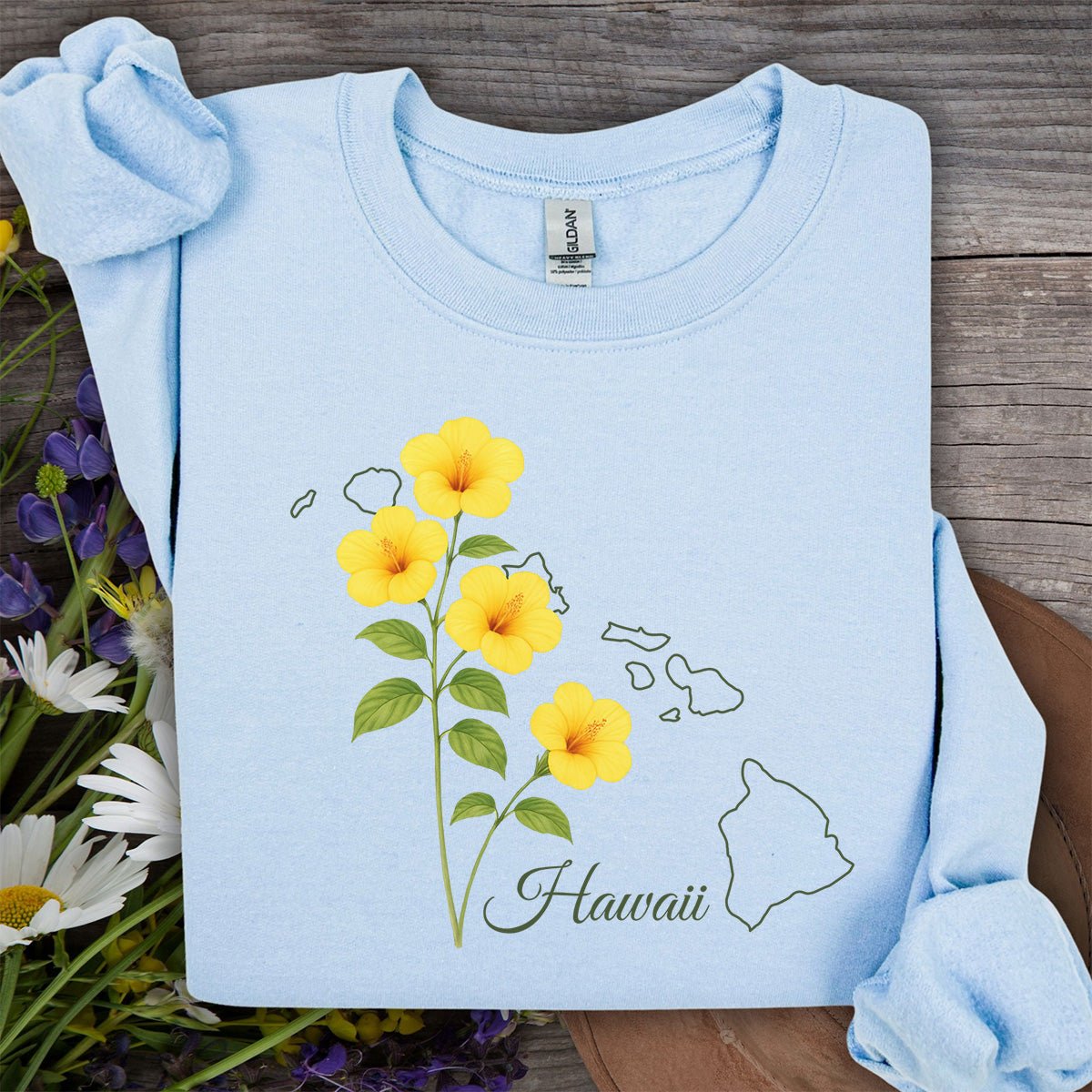 Hawaii State Flower Sweatshirt - Yellow Hibiscus