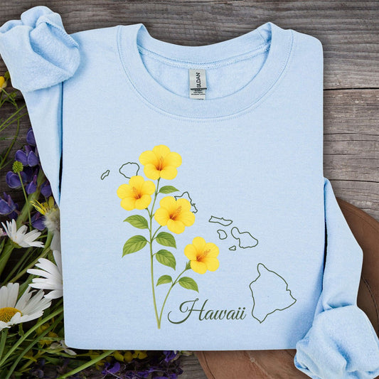 Hawaii State Flower Sweatshirt - Yellow Hibiscus