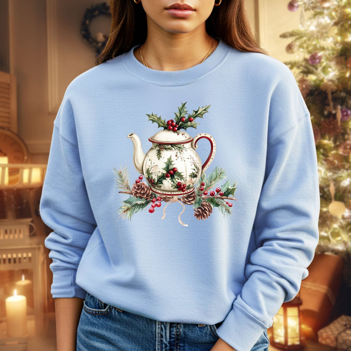 Heirloom Christmas Tea Pot Sweatshirt