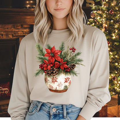 Holiday Floral Arrangement Long Sleeve Tee