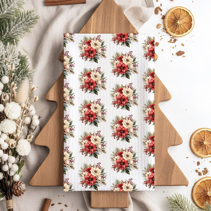 Holiday Floral Bouquet Microfiber Tea Towel