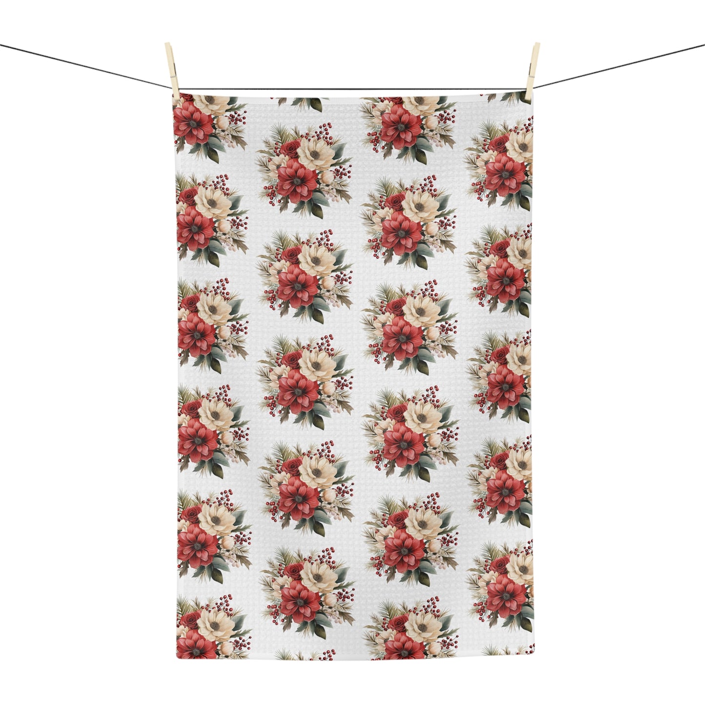 Holiday Floral Bouquet Microfiber Tea Towel
