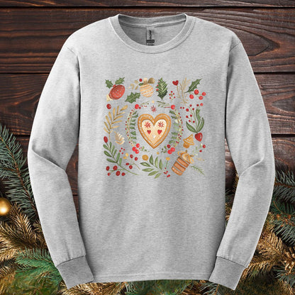 Holiday Gingerbread Heart Art Long Sleeve Tee