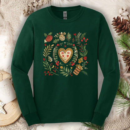 Holiday Gingerbread Heart Art Long Sleeve Tee