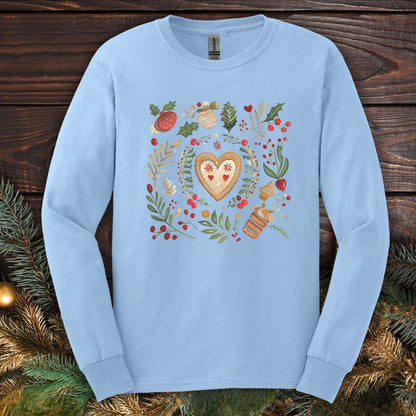 Holiday Gingerbread Heart Art Long Sleeve Tee